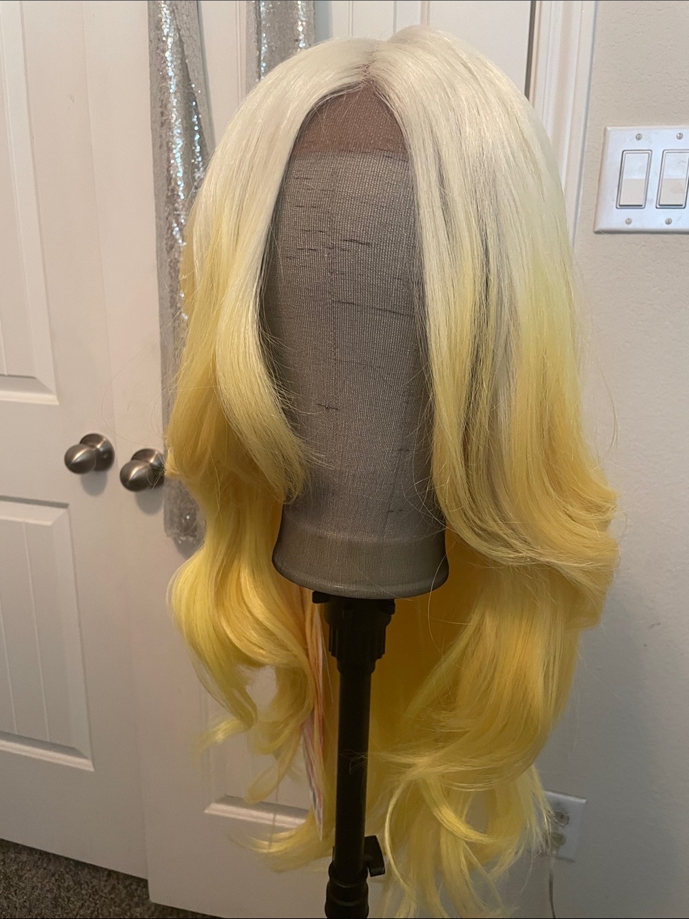 Lace Front Blonde to Yellow Ombre Long Wavy Women's Wig By Janet Collection